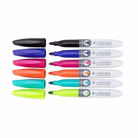 U Brands Mini Dry Erase Markers Med Point 6/Pk Ast Colors Low Odor School Office