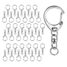 Key Chain Hardware [30 Pieces] One-touch Key Holder with Swivel Can Handmade, Keyring Accessories, DIY Craft Supplies, Silver