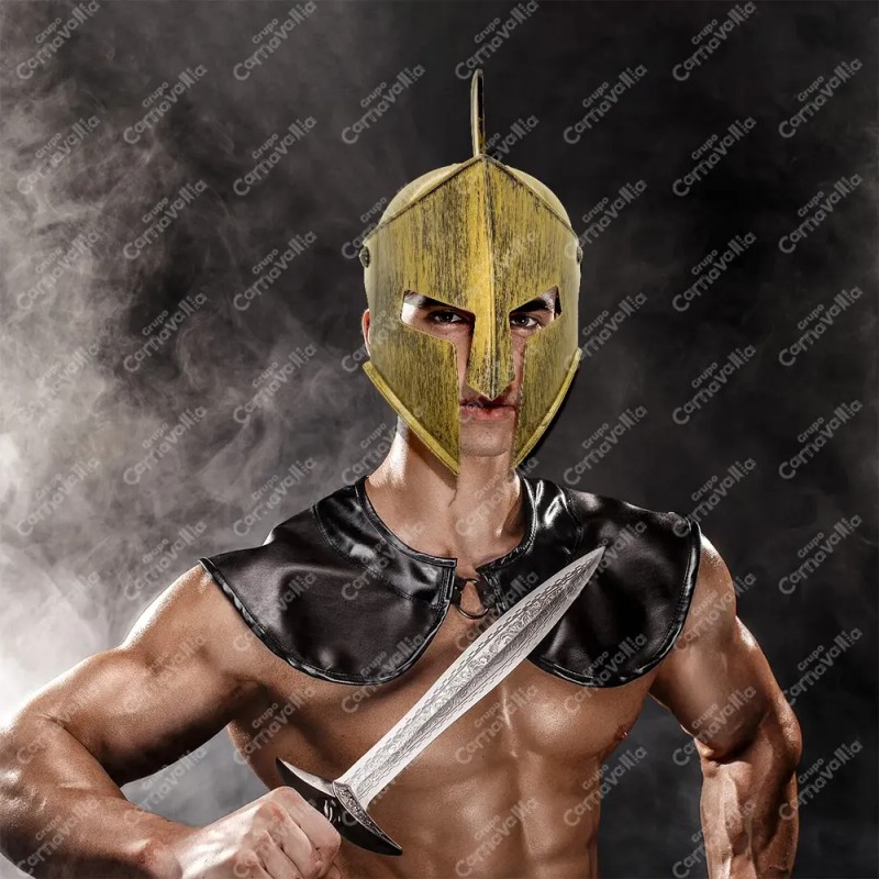 Casco Romano Color Bronce Plástico Disfraz Spartano Gladiador 300 Costume
