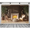 Loccor 6x4ft Fabric Living Room Fireplace Backdrop Interior White Fireplace