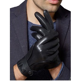FIORETTO Mens Genuine Leather Gloves with Cashmere Lined Warm Touchscreen Sheepskin Winter Gloves