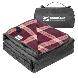 DUKUSEEK Large Camping Blanket - Waterproof, Quilted, Extra Thick Fleece, Warm, Windproof, Wearable, Includes Foldable Hood and Stuff Sack for Car, Outdoor Sports, Picnics, Stadiums, Dogs…