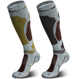 Muezna 2 Pairs Merino Wool Ski Socks Men Women Knee High Performance Thermal Socks for Winter Snow Snowboarding Outdoor Sports Hunting