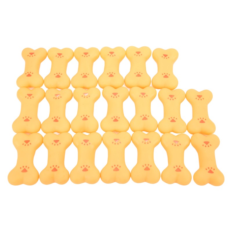 20pcs Rubber Dog Squeaky Bone Toy Teeth Cleaning Dog Bone