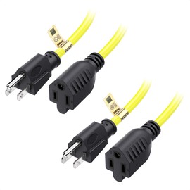 [UL Listed] Cable Matters 2-Pack 16 AWG Indoor/Outdoor Heavy Duty 13A Power Extension Cord 10 ft in Yellow, (Power Cord Extension / 3 Prong Extension Cords, NEMA 5-15P to NEMA 5-15R)