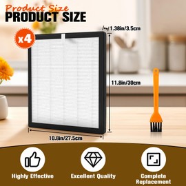 MCCKLE TZ-K2 Air Purifier Filter Compatible with ToLife, 4 Pack with Brush