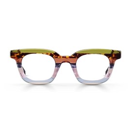 eyebobs Signal Fire | Premium Reading Glasses for Men and Women | Square Frame for Average Faces | Earth Tone Stripe, 3.00