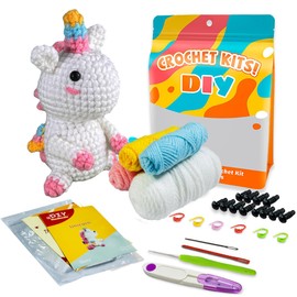 Goorder Crochet Kit for Beginners, Ideal Creative DIY Gift for Craft Lovers, Unicorn Knitting Kits for Adults Kids, Beginner Crochet Kit for Kids 14+ with Step-by-Step Video Tutorials