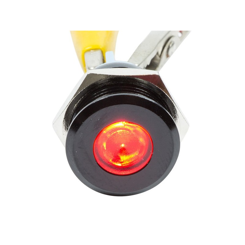 Alpinetech Black 16mm 5/8" 12V LED Metal Indicator Pilot Custom