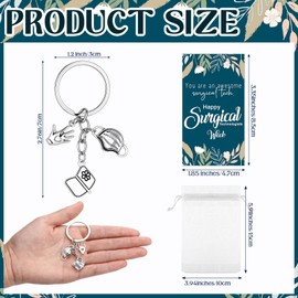 Quelay 12 Set Surgical Tech Keychains Accessories Gifts Instruments Keychains with Thank You Cards Surgical Tech Appreciation Gift for Doctor Technologist Medical Student