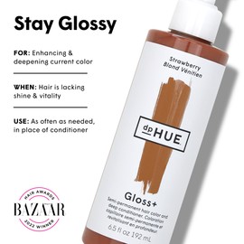 dpHUE dpHUE Gloss+, Strawberry - 6.5 oz (8-12 Applications) - Semi-Permanent Hair Color & Conditioner - Lasts Up to Eight Washes - Paraben, SLS & SLES Sulfate Free - Vegan, Leaping Bunny Certified