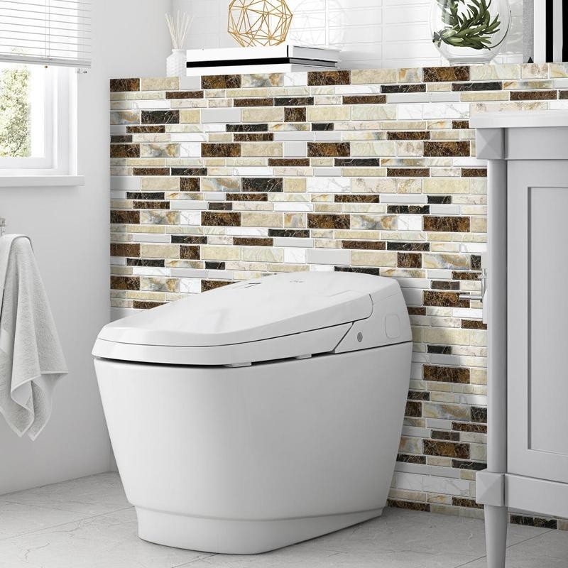 Marble Pattern Wall Sticker, 12/24/48pcs Self Adhesive Peel & Stick