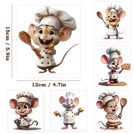 6 Stück Niedliche Mäuse Wandtattoos Küche, Selbstklebende Wandaufkleber mit Maus-Motiv, Kreative Wanddekoration für Küche, Wohnzimmer, Esszimmer