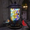 Solar Bird Feeder with Stained Glass, Easy Clean and Top