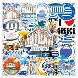 Greece Stickers, 50 PCS Ancient Athens Greece Sticker Aesthetic Greece Love Decals for Laptops Bumpers,Greek Civilization Decor Scrapbook Helmet Wall Sticker for Kids Teens Students