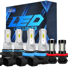 AUIMSOCO For Toyota Highlander 2014-2019 LED Lights High Low Beam Fog Light Bulbs Kit