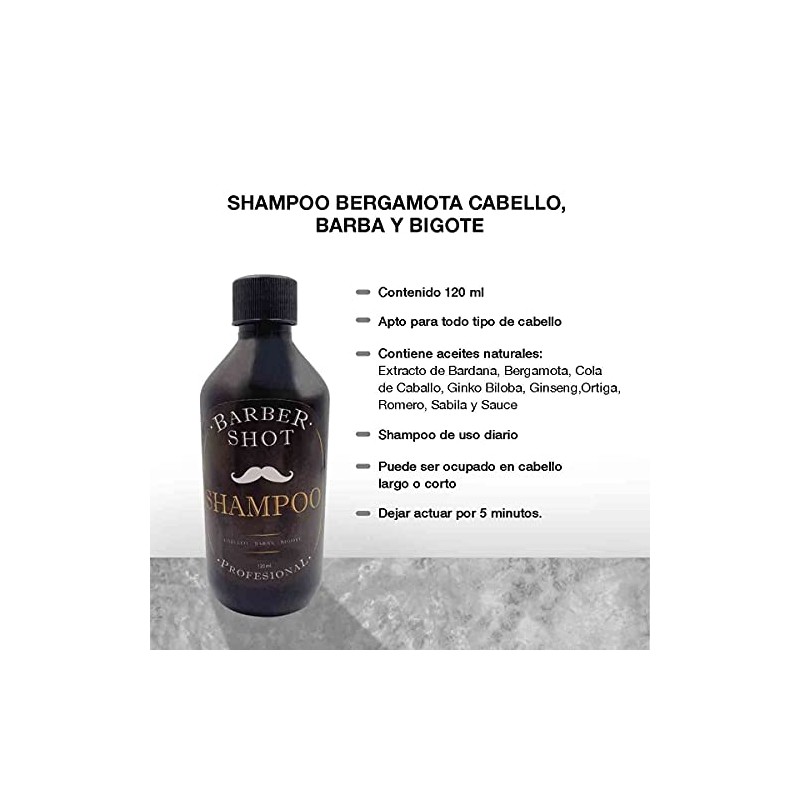 Shampoo de bergamota, para crecimiento de barba y cabello, con