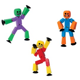 Zing StikBot Crazy Faces 3-Pack – Exclusive Solid Colors | Posable Action Figures with Suction Cups for Stop-Motion Animation & Creative Play | Award-Winning STEAM Toy, Age 4+