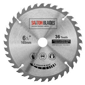 Saxton TCT Circular Wood Saw Blade 165mm x 20mm (16mm Ring) x 36 Teeth Compatible with Bosch Makita etc