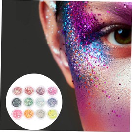 Noche Brillo Purpurina 12 Colores Gel Cosmético para Cuerpo, Cara y Uñas, Lentejuelas Maquillaje de Festival para Halloween, Decoraciones