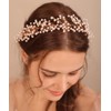 Xerling Diadema dorada para niñas con perlas de novia, accesorios