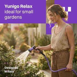 YUNIGO RELAX 100ft Expandable Purple Garden Hose – Lightweight No-Kink Design with Durable Aluminum Fittings, Spray Nozzle & Hose Mender for Home & Garden Watering