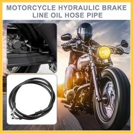 REPAIROCK 55.12" Length 10mm ID Motorcycle Hydraulic Brake Line Oil Hose Pipe Stainless Steel Braided Cable for ATV Motocross Sport Bikes Black Auto Replacement Parts