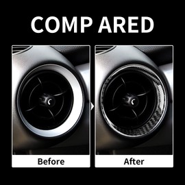 KUNGKIC Carbon Fibre Side Centre Air Outlet Vent Decorative Sticker Interior Carbon Fibre Side Air Outlet Vent for Mini Cooper Hardtop R56 Clubman R55 R57 Accessories 2008 2009 2010 Black
