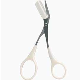 Women's Household Eyebrow Comb and Scissors White 20ea