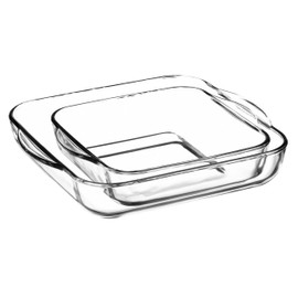 Borcam 1690037 Care Baking Dishes Set of 2 Clear Glass 31.5 x 28 x 6 cm