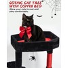 SYANDLVY Gothic Cat Tree with Coffin Bed for Indoor Cats,