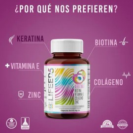Suplemento Alimenticio Keratina Biotina Colageno Vitamina E Cabello Lifeed 60 Cápsulas