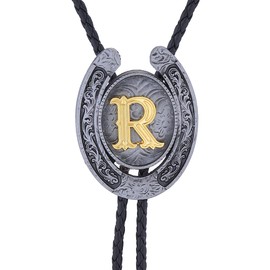 GelConnie Bolo Ties for Men, Initial Letter R Bolo Tie Costume Mens Western Bolo Ties Cowgirl Necktie Bolero Tie Native American Cowboy Necklace