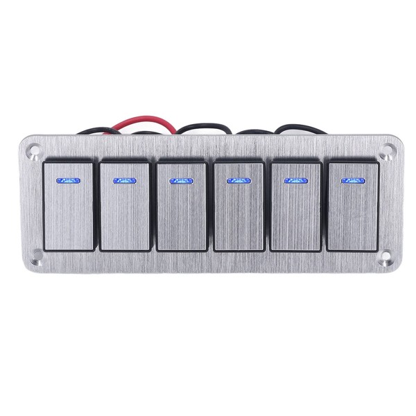 Keenso Rocker Switch Panel 6 Gang Waterproof 5 Pin On