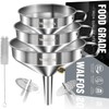 Stainless Steel Funnel, Walfos 3 Pack Kitchen Funnel with 2