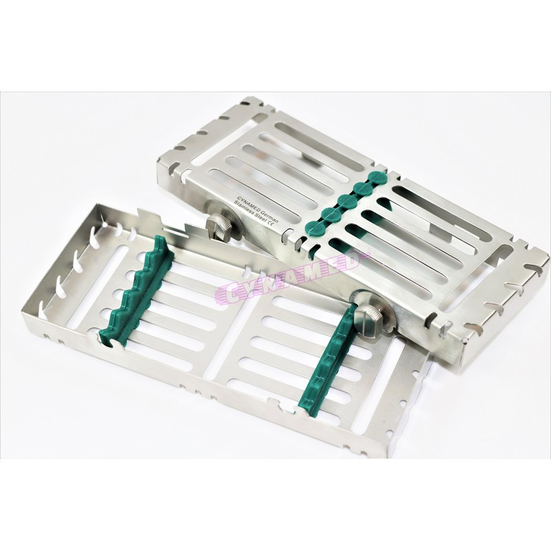 Detachable Sterilization Cassette with Buttons Green German Autoclavable 5 Slot