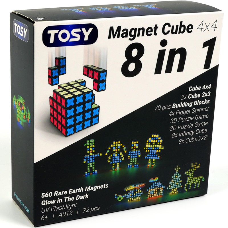 TOSY Magnet Cube 4x4 - 560 Magnets, 70 Blocks, 8