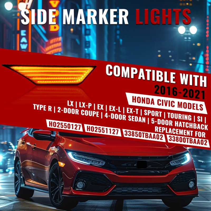 HECASA Pair LED Front Side Marker Light Compatible with 2016-2021