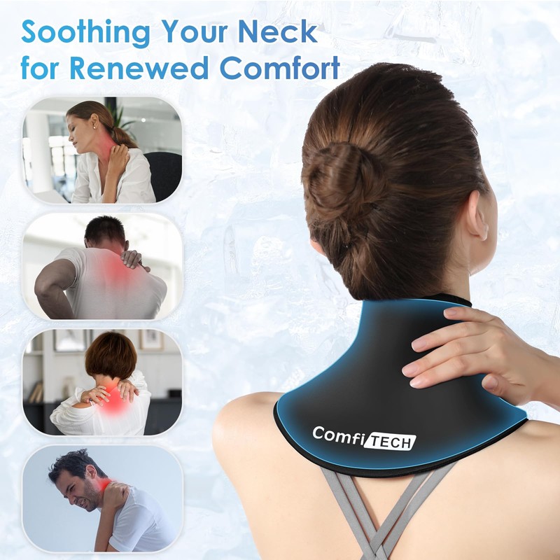 ComfiTECH Neck Ice Pack Wrap with Extended Gel Coverage for