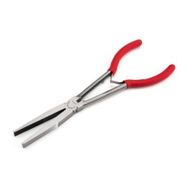 Steelman 11-inch Extra-Long Reach Flat Nose Duckbill Pliers, Textured Jaws for Grip, Spring Assist, Durable Steel, 3-⅛-inch Jaws, Dipped Handles