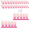 Pink French Tip Press on Nails Medium Almond Fake Nails