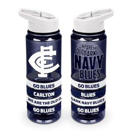 Carlton Blues AFL Tritan Drink Bottle with Wrist Bands and Flip-up Straw
