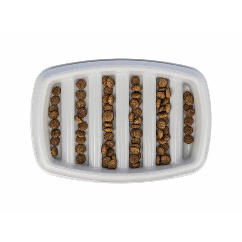 Trixie Slow Feeding Feeder, Plastic, Grey, 250ml/21x14cm, Automatic, Portion Control,
