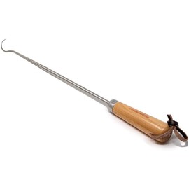 Jaccard 1324 12” PigTail Food Flipper, Blister Pack - ABS Handle, PigTail Flipper, Meat Hook for Grilling, Wood/Stainless, 201310