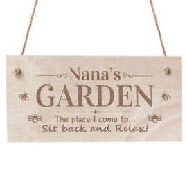Red Ocean Nanas Garden Sign Hanging Engraved Plaque Garden Signs For Outdoor Outside Sign Nana Gift Grandparent Gift