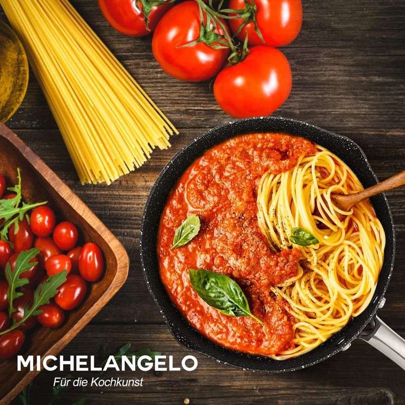 MICHELANGELO Hard Anodized Saucepan Set with Lids, Nonstick Saucepan with