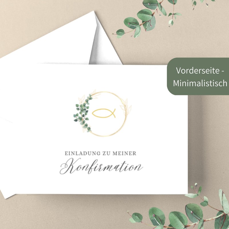 Briefzauber 12 x Confirmation Invitation Cards with 12 x Envelopes,