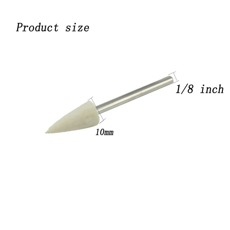 Luo ke 10mm Wool Felt Polishing Bits - 1/8'' Shank