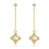 VIKI LYNN 18K Gold Plated Flower Opal Long Dangle Drop
