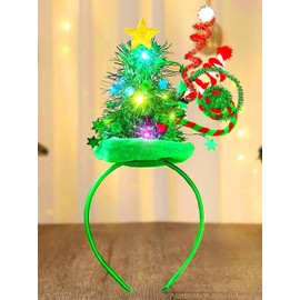 Evlry LED-Weihnachts Haarreif, grün, Leuchtender Baumhut, Stirnbänder, Weihnachts Party Kostüm, Haarschmuck für Frauen